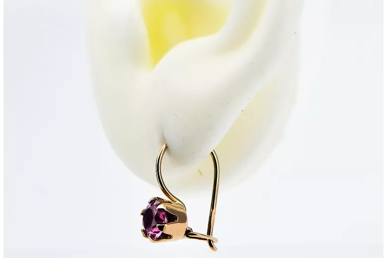 Amethyst Original Vintage 14K Rose Gold Earrings Vintage craft vec056r